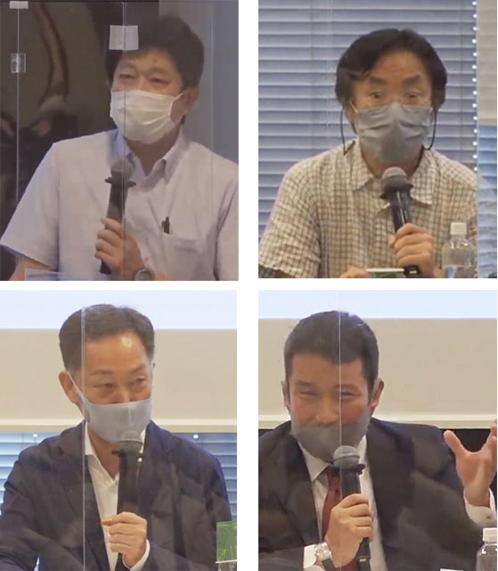 パネルディスカッション・パネラーの各氏。上左から右へ、加藤正明、中林啓修、早坂義弘、玉田太郎の各氏