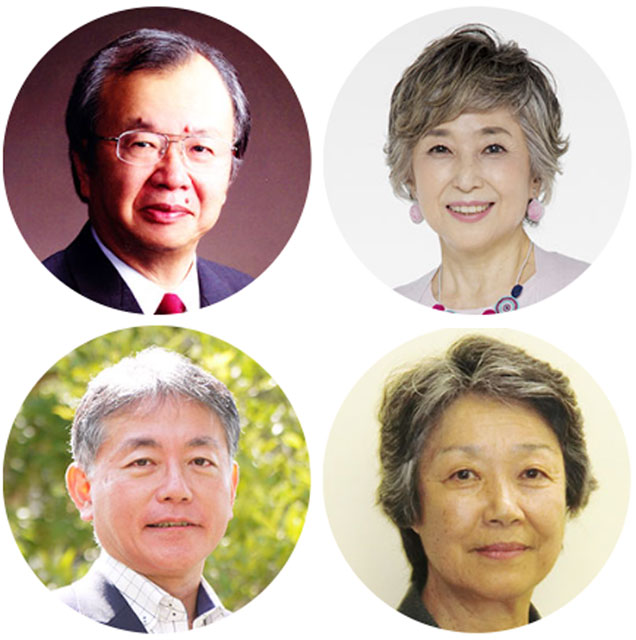写真上・左から、選考委員の河田惠昭、竹下景子、住田功一、池上三喜子の各氏（プロジェクトHPより