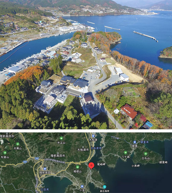 岩手県大船渡市三陸町越喜来(おきらい)崎浜の「差し込み型」防集事業より。このアイデアは、2011年7月、当時の市防集事業構想で「崎浜は、集落の畑などに移転を埋め込んでいればうまく収まる気がする」との委員のアイデアから生まれた。一戸一戸手当し、埋め込み型の公営住宅とするほうが、安く早くできる」と。この構想が、のちの「差し込み型」防集事業につながる