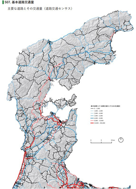 基本道路交通量(主要な道路とその交通量)